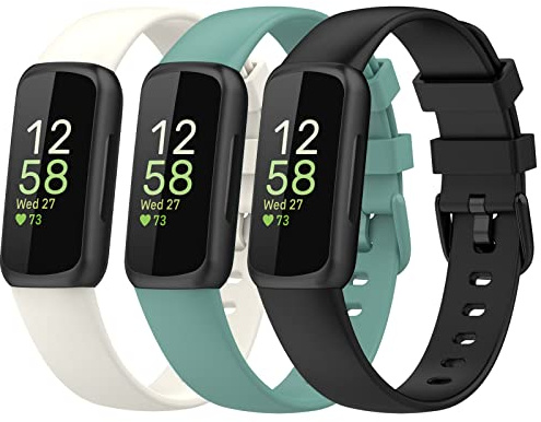 Chofit Lot de 3 bracelets compatibles avec Fitbit Inspire 3, bracelets de rechange en silicone souple pour traqueur d'activité Inspire 3, Small, Silicone