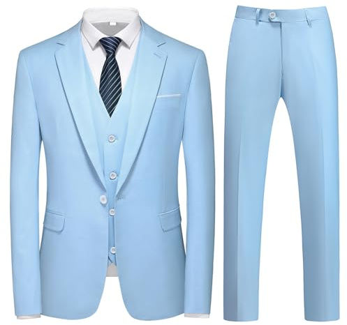 KUDMOL Costume Homme 3 pièces Slim Fit à Un Bouton Blazer Pantalon Gilet