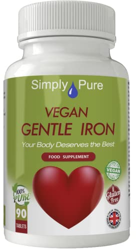 Simply Pure Gentle Iron | Ferrous Bisglycinate 14mg Tablets x 90 | Easily Absorbed & Gentle on The Stomach | Gluten Free | GM Free | Vegan