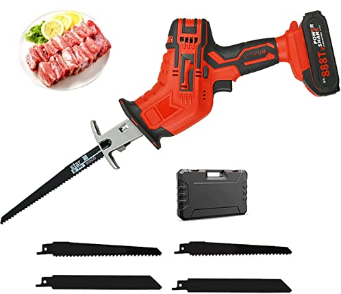 ALSUP Sierra de Sable sin Cable, Sierra eléctrica a batería con Corte de Alta eficiencia, Cambio de Cuchilla sin Herramientas, para Cortar Huesos de Carne, Tocino y Cerdo,1elektrisch-24V