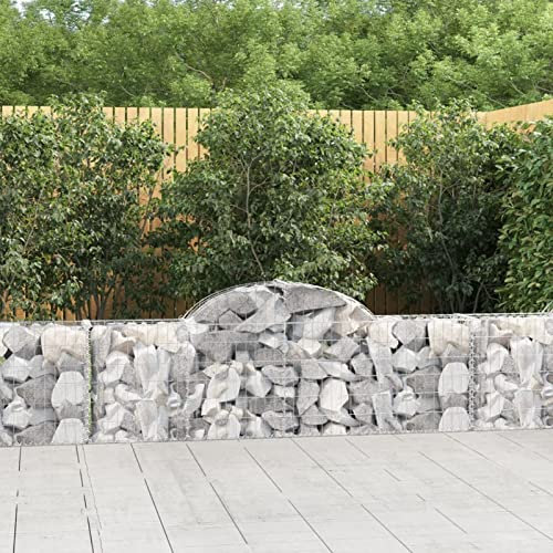 Camerina Gabionen mit Hochbogen 4 STK. 200x30x60/80 cm Verzinktes Eisen GabionenköRbe WasserzapfsäUle Garten Gabionen Zaun Gabionensteine