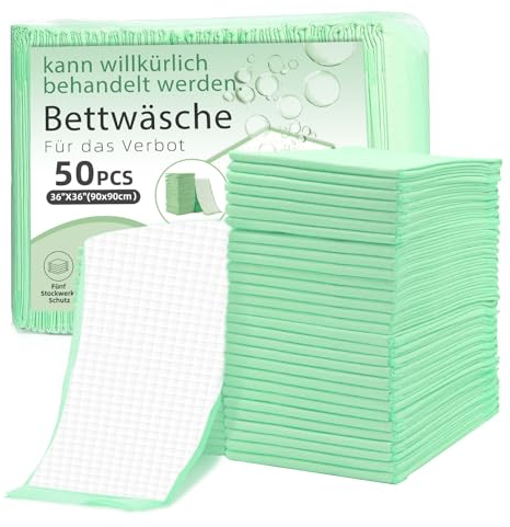 EasyVibe Wegwerf-Bettpads für Inkontinenz 50 Stück 90x90cm 5-lagig,110g/Stück,SAP 7g Betteinlagen Inkontinenz Einweg Erwachsenen, Heavy Duty Bettpads Inkontinenz, Einweg-Wickelunterlagen…