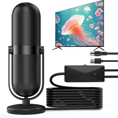 OBEST Antenne numérique TV pour l'intérieur avec amplificateur, antenne d'intérieur DVB-T2 pour téléviseur HD TV intérieure antenne de réception TV pour Tous Les programmes avec câble de 5 m