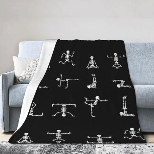 Yoga-Decke mit Totenkopf-Motiv, ultraweich, luxuriös, für vier Jahreszeiten, leichte Sofa-/Bettdecke