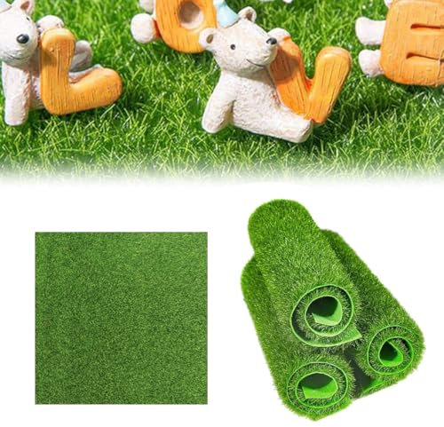 XUZOPIM 4 Piezas Estera De Césped Artificial 15 X 15Cm Césped De Jardín Realista Césped Artificial De Hadas Alfombra De Césped Garden Micro Grass Para Decoración De Casa Muñecas Ornamento Jardín