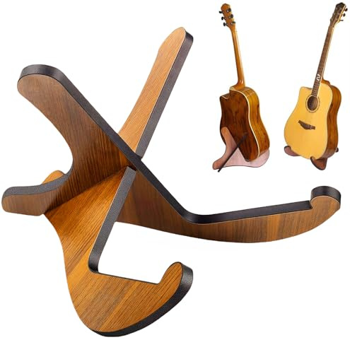 CHWUYI Guitar Stand Floor,Universal Guitar Rack Stand Wooden X-Frame Guitar Stands Holder for Bass Acoustic Electric Classical Guitars