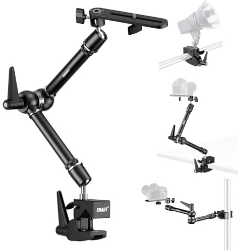 EMART 20 Heavy Duty Magic Arm Camera Mount with Super Clamp and Platform, Camera Mounts & Clamps with 360° Dual Ball Head, 1/4 & 3/8 Screw and 5/8 Stud Adapter for Flash/LED Light, Monitor,Softbox