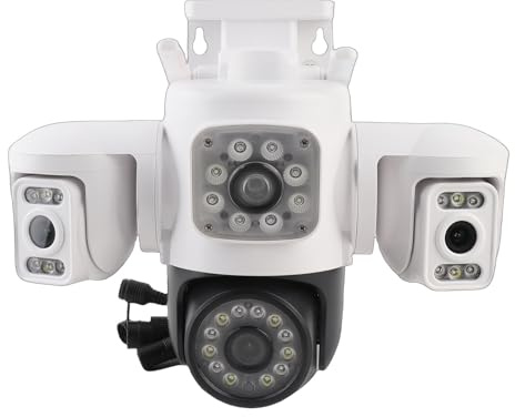 Jectse WiFi Wireless Outdoor Security Camera, IP66 Rain Proof Surveillance Camera med Triple Lens, 360 ° Full View, Motion Detection, For Home Outdoor Monitoring (EU)