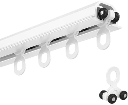Binario Tenda Soffitto Scorrevole Invisibili, Binario Binari per Tende da Incasso in Alluminio con Puleggia Silenziosa, Bastoni per Tende per Soggiorno Camera da Letto Bagno(Bianca,1m(3.3ft))