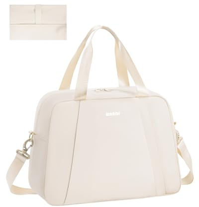 WANDF Ryanair Cabin Bags 40x30x20 Underseat Foldable Travel Duffel Water-Resistant Carry On Hand Luggage Holdall Overnight Weekend Bag for Women Men (Beige 24L)