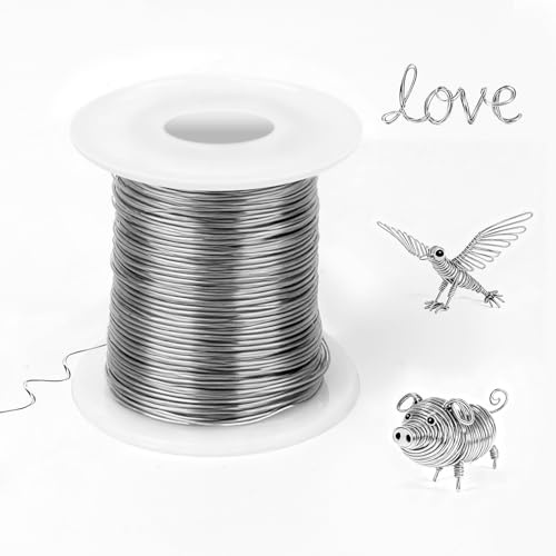100m×0.5mm/24 Gauge Craft Wire for Jewelry Making, 1 Roll jewellery wire with Spool for DIY Jewellery Making, Beading, Floral Making, Modelling & Wrapping(Silver)