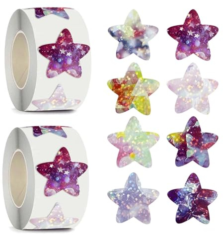 VVQWCY 1 000 stycken klistermärken stjärnor, glitter stjärnklistermärken, rymden stjärnklistermärken för gör-det-själv pyssel scrapbooking