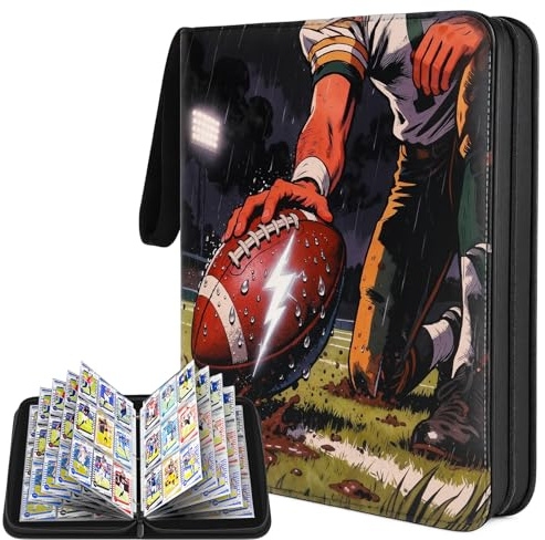 Football 9-Pocket Card Binder, 50 Pages 900-Pocket Large-Capacity Collector Album, Double-Sided Pocket Sports Card Storage Album,Football