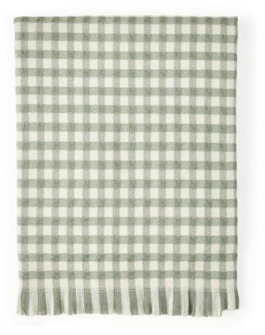 CREVENT Farmhouse Boho Knitted Throw Blanket for Couch Sofa Chair Bed Home Decoration, Soft Warm Cozy Light Weight for Spring Summer Fall (50''X60'' Plaid Green)
