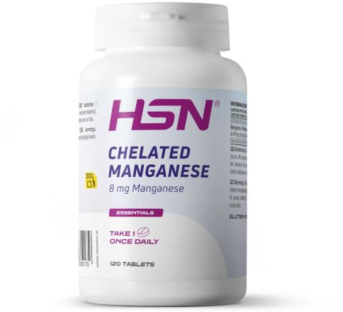 HSN Bisglicinato de Manganeso - 8mg Manganeso Quelado Vegano - 120 Tabletas