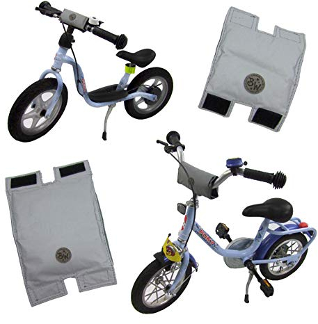 BAMBINIWELT Lenkerpolster, Lenkerschutz für Roller, Scooter, Fahrrad, Laufrad, Dreirad, komplett reflektierend, für Puky Modelle (grau, groß)