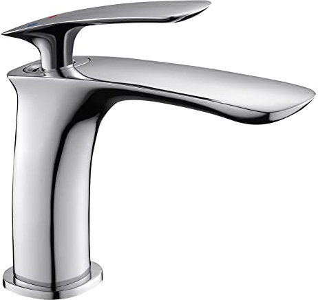 Edouard Rousseau Mitigeur Orkid, Lavabo, Vidage Clic-Clac, Aérateur Invisible, Écrou de Serrage Rapide à la Main, 160 (Hauteur) x 134 (Saillie) mm, Chromé