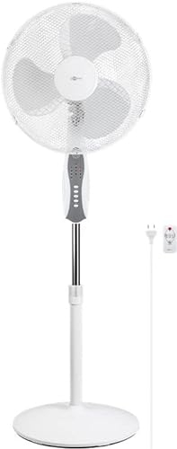 goobay 59509 Leiser Standventilator Ø 40 cm (16 Zoll) mit Fernbedienung - mit Schwenkfunktion - 45 Watt Elektromotor mit 3 Leistungsstufen und 2 Intervallfunktionen - Ultra leiser Betrieb, Weiß