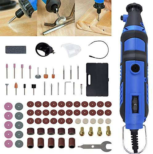 135W Drehwerkzeug Multifunktionswerkzeug, 10,000 bis 32,000rpm, mit 80 Zubehör Inkl. Schutzhaube und Biegsame Welle, 6 Drehzahleinstellungen Werkzeug Set für Hand- und Heimwerker