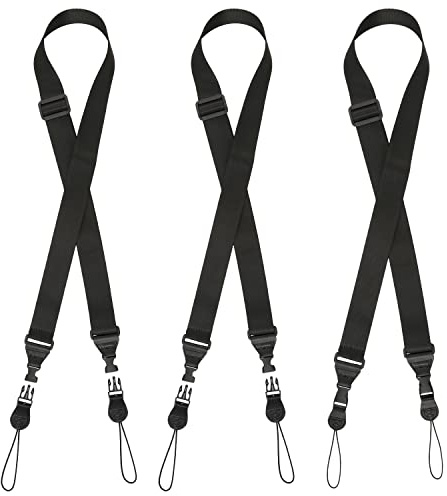 SAVITA 3pcs Adjustable Shoulder Strap, Replacement Nylon Neck Lanyard for Camera Crossbody Shoulder Strap for Tablet Case Laptop Bag Briefcase Camera (Black)