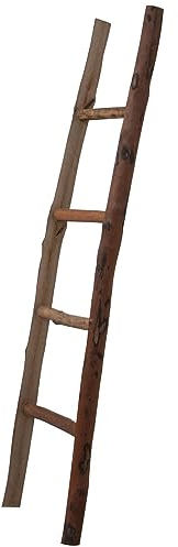 Biscottini Escalier porte-serviettes de bain 150 x 8 x 40 cm - Escalier décoratif en bois - Escalier porte-serviettes - Porte-serviettes mural en métal, Bambu