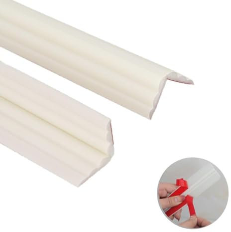 3 metros Molduras de Pared Autoadhesivas PVC Molduras Decorativas Flexibles Tiras de Esquina para Puerta Ventana Zócalos Techos Armarios Protectores de Bordes,Blanco 40mm(20mm+20mm)