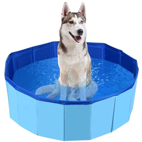 DUOJIN Bañera plegable para perros, piscina grande de PVC para mascotas, piscina antideslizante para mascotas (120 x 30 cm)