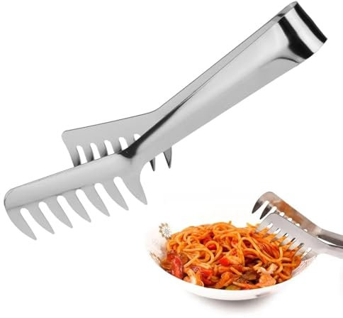 Buerfu Pinze per pasta in acciaio inossidabile, pinze per spaghetti in acciaio inossidabile - Pinze da cucina per tagliatelle in acciaio inossidabile,Clip per alimenti da cucina con comoda impugnatura