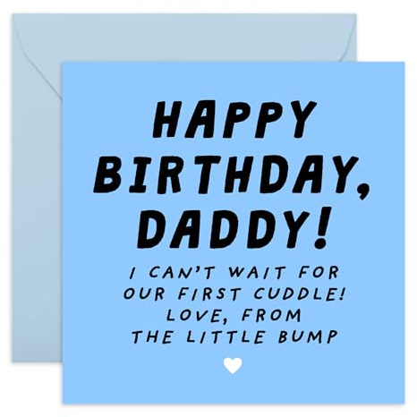 CENTRAL 23 Cute Birthday Card for Dad - 'Little Bump Daddy' - Presents for Father, Him, Husband, Spouse From Pregnant Wife - Soon To Be Born Baby- Comes with Fun Stickers