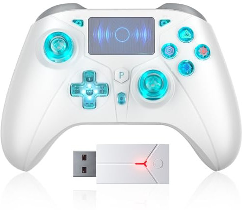 Lapezei Kabelloser Controller für P5 mit Dual-Motor-Sensor-Touchpad und 3,5-mm-Audiobuchse/Turbo/6-Achsen-Sensorfunktion, kompatibel mit PS-3/PS-4/Pro/Slim/S-Witch/PC Weiß