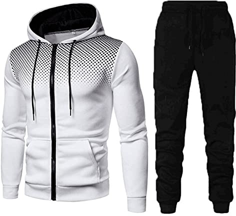 DUHENWU Herren Trainingsanzug 2 Teilig Set Sweatshirt Und Jogginghose Jogginganzug Jacke Trainingshose Sportanzug Fleece Warm Freizeitanzug Fußball Sporthose Für Gym Atmungsaktiv Hausanzug
