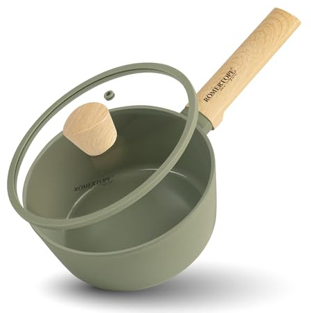 Römertopf Casseruola 18 cm con Coperchio in Vetro – Alluminio con Rivestimento Antiaderente, Verde, senza PFAS, tradizione dal 1967