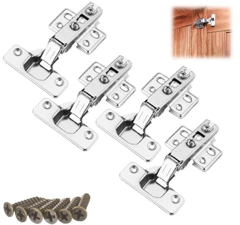 OUDQFCJ 4 Pcs Bisagras de Puerta de Armario de Mueble Bisagras de Muebles Bisagras de Puerta de Cocina Bisagras de Resorte Plegables con Tornillos Bisagra Invisible de Acero Inoxidable