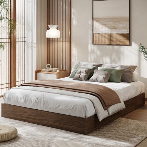 GarveeHome Full Size Wood Platform Bed Frame, Wooden Bed Frame Without Headboard, Wood Slat Support, No Box Spring Needed, Easy Assembly