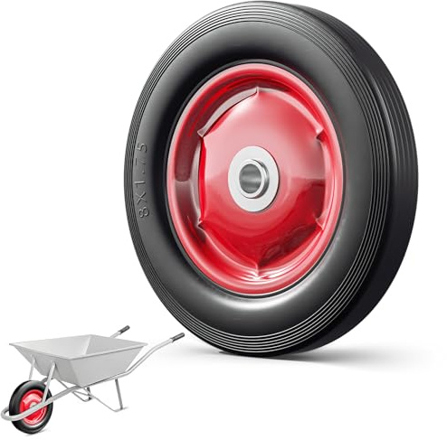 8 * 1.75 Schubkarrenrad - Vollgummi, hochbelastbares, pannensicheres und geräuscharmes Rad Geeignet für Schubkarren/Gartenwagen/Mobile,universelle verschleißfeste Ersatzreifen