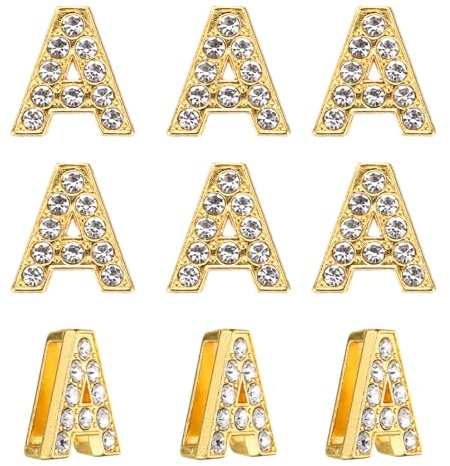 PATIKIL Strass bokstavsberlock, 30 st 10 mm glidarmband hängen kristall bokstav A berlock hängen alfabet A-Z för gör-det-själv smyckestillverkning halsband armband, guldton, 13mm, legering, Strass