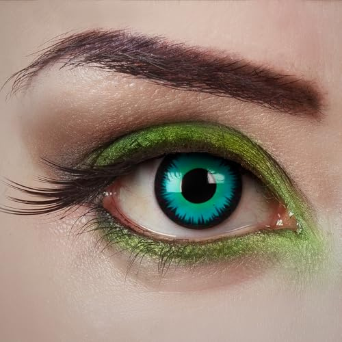 aricona Lentilles de contact turquoise-vert - Poison Witch - 2 pièces – colorées - pour Halloween, cosplay, carnaval, fêtes à thème et soirées déguisées – sans correction