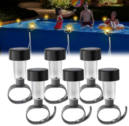 KQWVZ Lampe Solaire Pour Piscine, Lot de 6 Lampes Solaires de Bassin, IP65 étanche Lampe Solaire Piscine, Lumiere Piscine Hors Sol,Accessoires Piscine,pour Chemins Pelouse Terrasse Cour Piscine