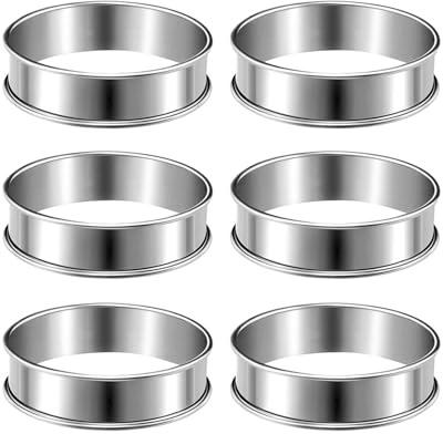 Juego de 6 anillos de postre de acero inoxidable fáciles de limpiar moldes de metal para tartas para postres y pasteles