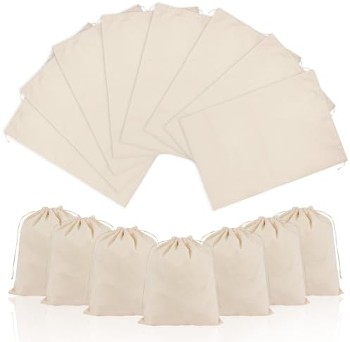 OFFCUP 15PCS 15x20cm Bolsas de Algodón, Bolsa con Cordón para Regalo, Bolsitas de Tela Reutilizable Pequeñas Para Regalos de Bodas Fiestas Cosméticos Joyas Navidad Cumpleaños DIY