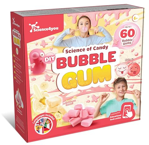 Science4you Laboratoire de Chewing-Gum – Fabrication de Bonbons, 60 Gommes à Bulles pour les Enfants, Jouets en Gelée pour Vos Sacs de Fête, Cadeaux Éducative pour les Garçons & Filles Âge de 6 7 8 9+