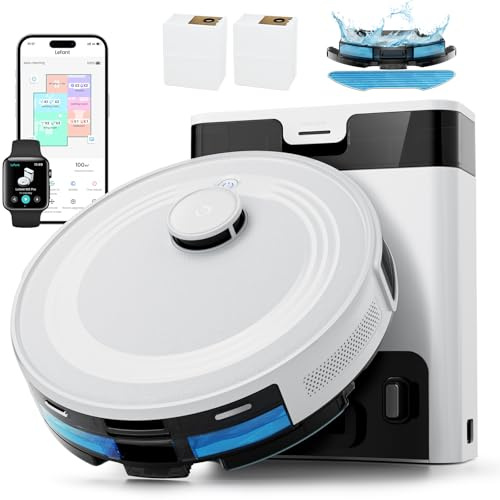 Lefant M2 Pro Robot Vacuum Cleaner with Mop, Bagless Self-Emptying | 6000Pa Suction, 90-Day Hands-Free,dToF LiDAR Navigation, Carpet Auto-Boost, 2.4G/5G WiFi