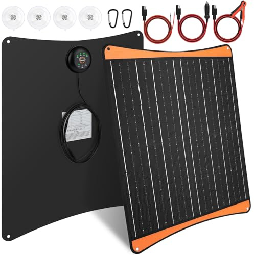 【30W Caricabatteria Solare】DERUXI 30W Pannello Solare 12V Caricatore di Mantenimento, Carica Batteria Auto, Alimentazione di Emergenza Pannelli Solari Portatile SAE Cavo Coccodrillo per Camion Moto RV