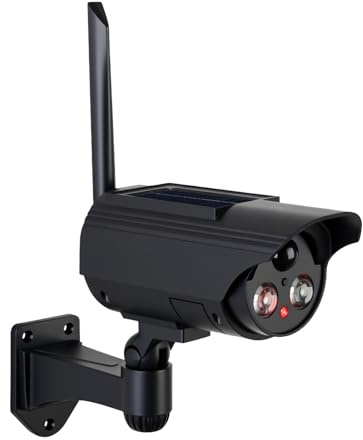 ERWEY Cámara falsa solar simulada con detector de movimiento, cámara de vigilancia con potente lámpara LED como protección antirrobo, 3 modos, IP65 para interiores y exteriores