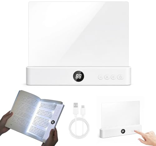 Buchlampe LED dimmbar mit 3 Lichtfarben, Leselicht mit Timer, Reading Book Light als Lesezeichen & Buchseitenhalter, USB-C Schnellladung, augenschonend & verschleißfest, Geschenk für Leseratten, Weiß