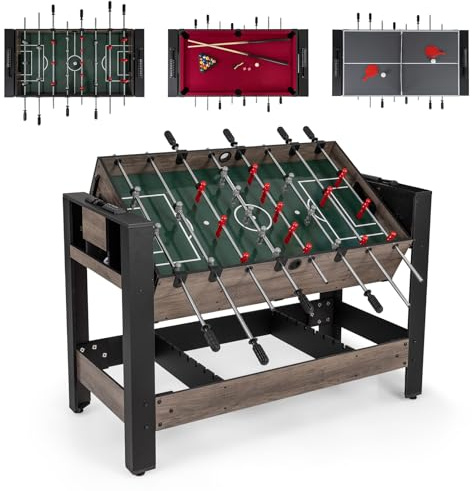 COSTWAY 3 in 1 Multi Spieltisch drehbar, Multifunktionstisch mit Tischkicker, Billard & Tischtennis, Tischfußball Komplett Set inkl. Zubehör für Spielzimmer, Bar, Kickertisch für Kinder, Erwachsene