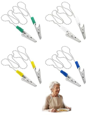 WUNZILO 4pcs Clip per Bavaglini Dentali, Portabavaglini 50cm con Catena Tovaglioli Cordino con Clip a Coccodrillo per Ristoranti Cliniche Dentistiche Dentisti Mascherina