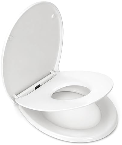 Futura Family Toilet Seat with Child Seat, Soft Close, Quick Release | Full-size magnetic child insert with soft-close adult seat and lid, quick-release hinges and universal oval fit, 44.5 x 37cm.
