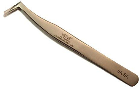 Vetus rak spetsig/böjd pincett ögonfransförlängningar rostfritt stål ST (6A-SA (113 mm, böjd))