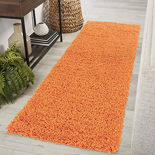 Serdim Rugs Living Room Hallway Runner Shaggy Rugs, Polypropylene, Orange, 60x220cm(2 x7'3)